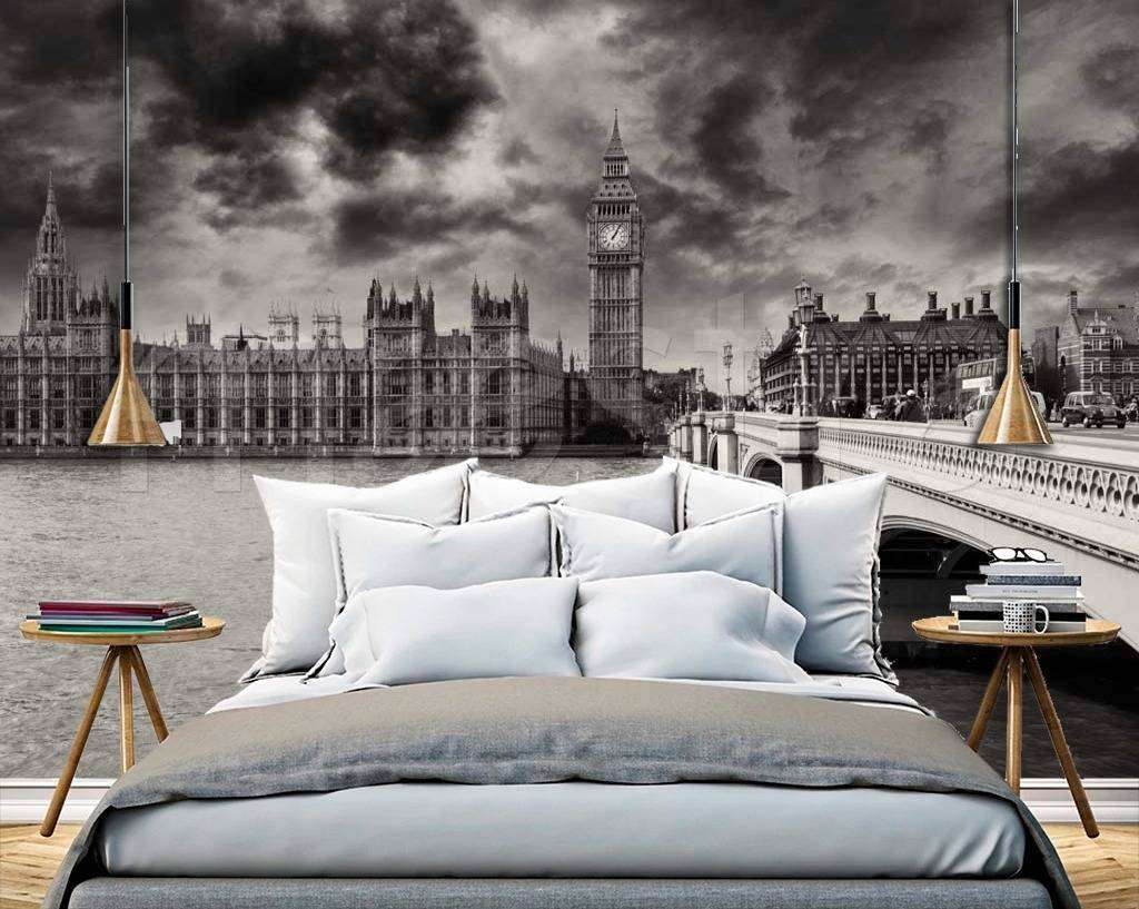 Фотообои в интерьере мрачное небо лондона  9-487 фото