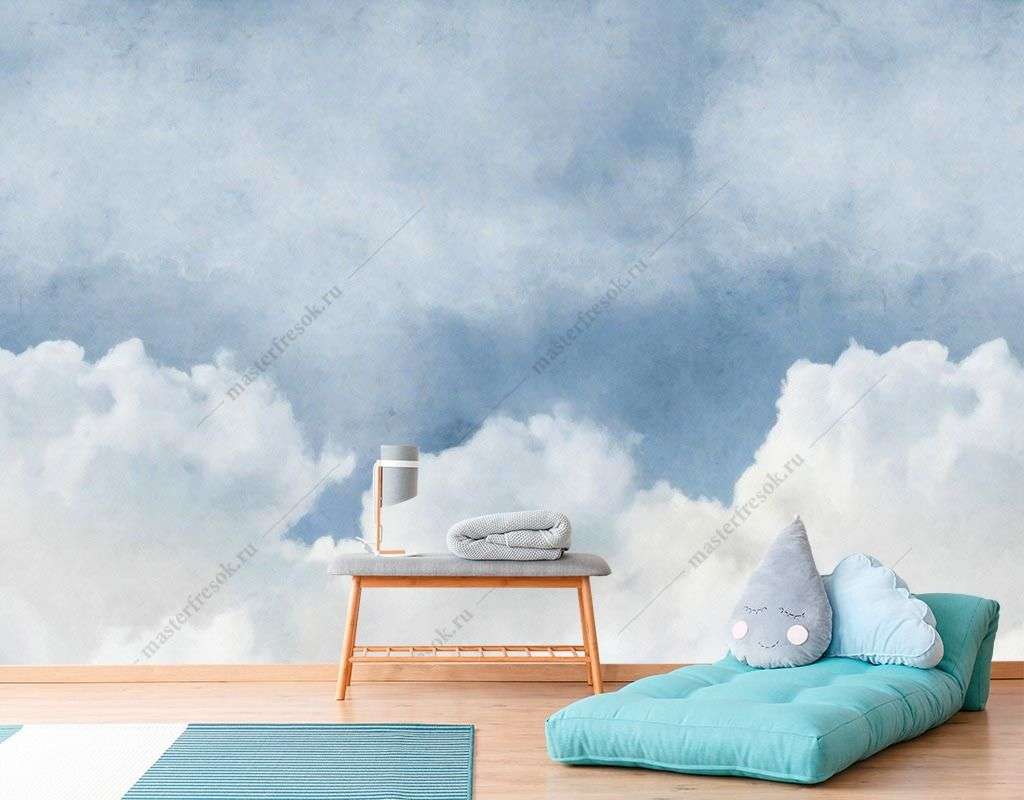 Фотообои в интерьере белоснежные облака  9-1604 фото