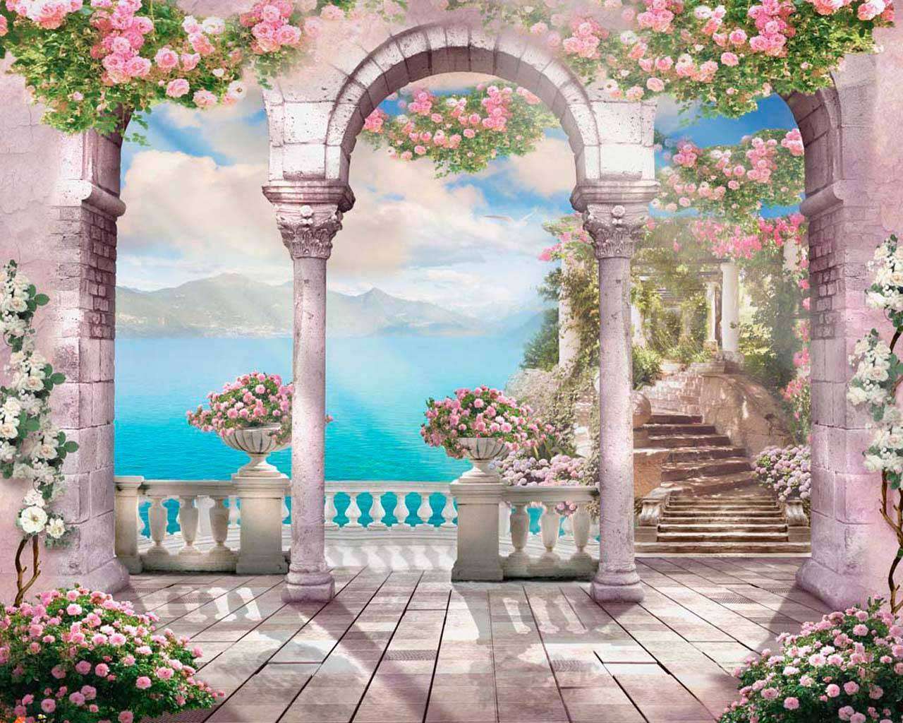 Фотообои в интерьере озеро в горах  5-093 фото