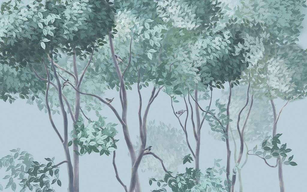 Фотообои в интерьере деревья зеленые  13-234 фото