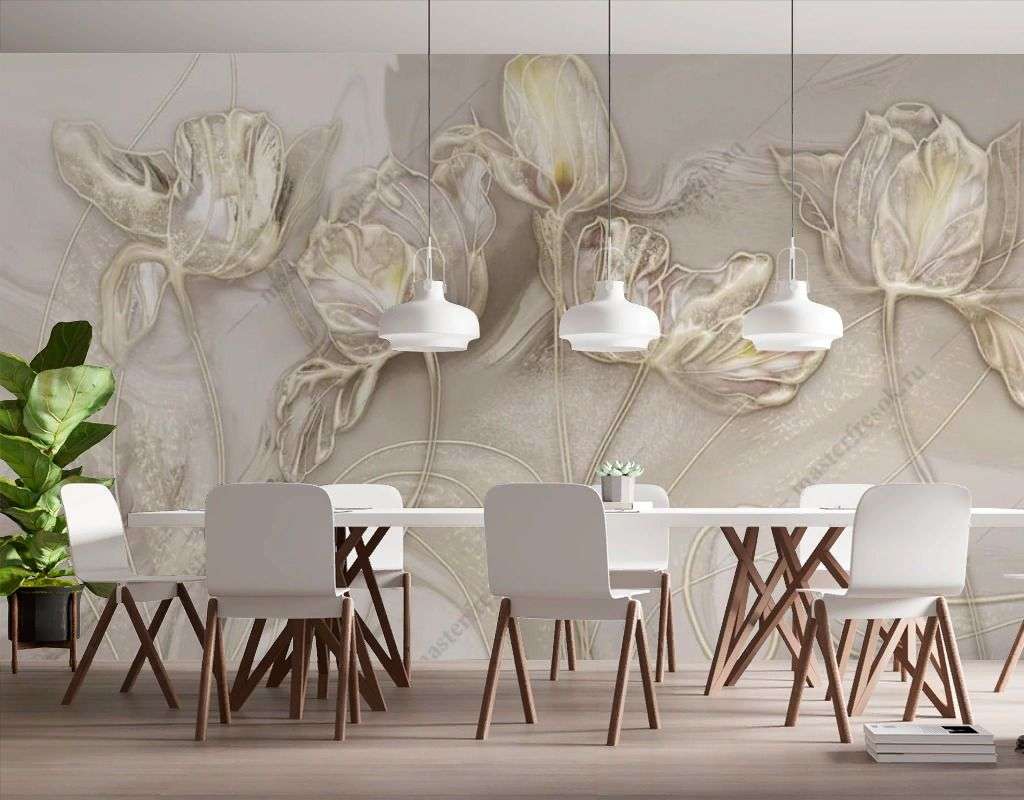 Фотообои в интерьере маки золотые  13-567 фото