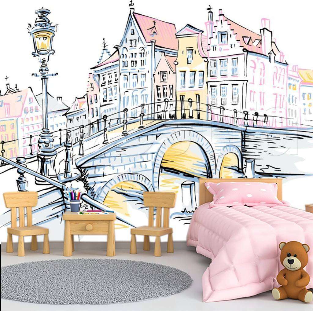 Фотообои в интерьере набережная графика  12-496 фото