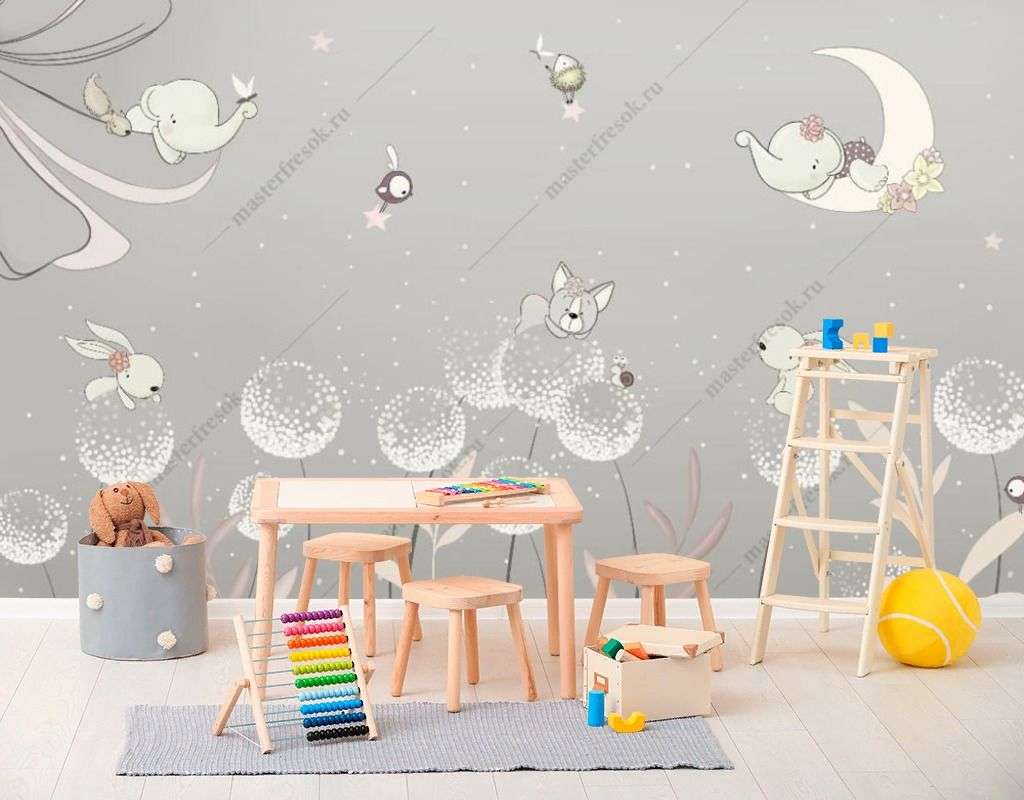 Фотообои в интерьере сказочные одуванчики  14-529 фото