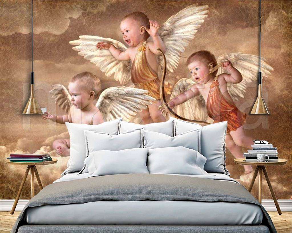 Фотообои в интерьере ангелы над облаками  9-167 фото