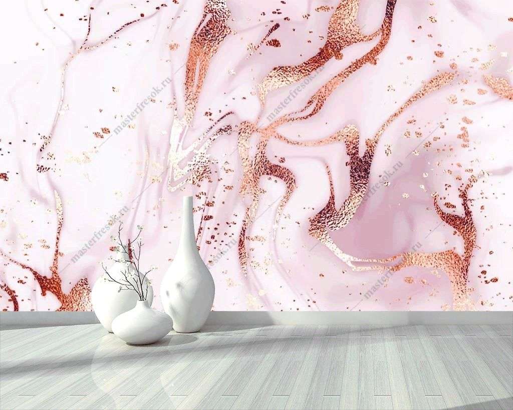 Фотообои в интерьере розовое серебро  9-1361 фото