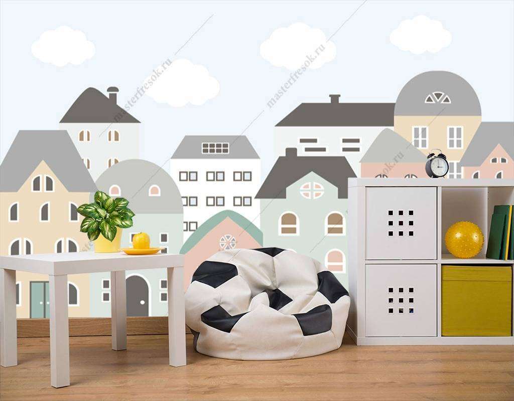 Фотообои Бесшовные обои на стену:  Домики. Артикул: 12-932  