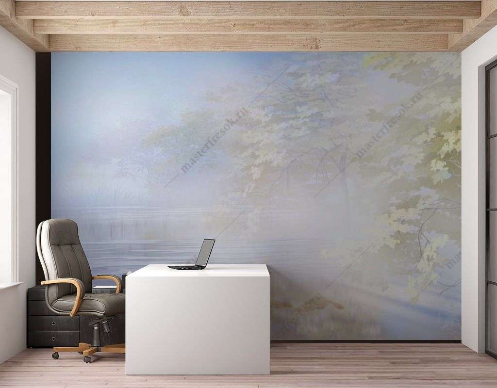 Фотообои в интерьере дерево окутанное туманом  13-432 фото