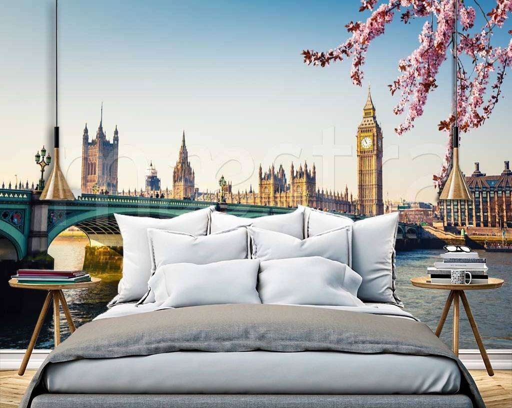 Фотообои в интерьере цветущий лондон  9-549 фото