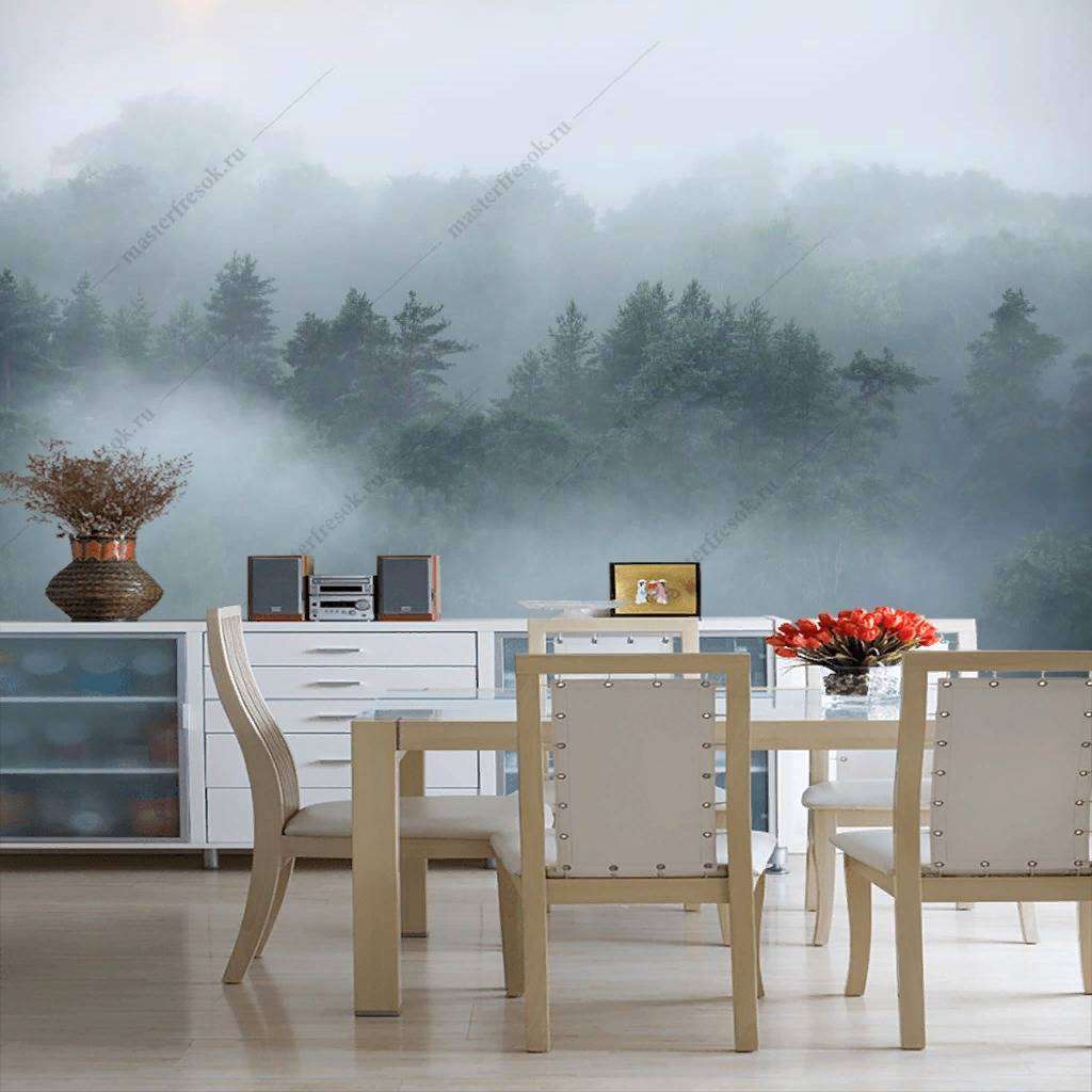 Фотообои в интерьере туманное утро  9-1164 фото