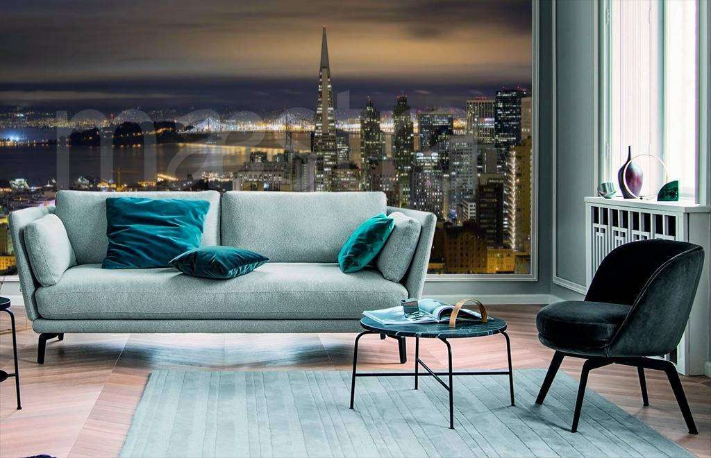 Фотообои 3д ночной город с рекой  4-214