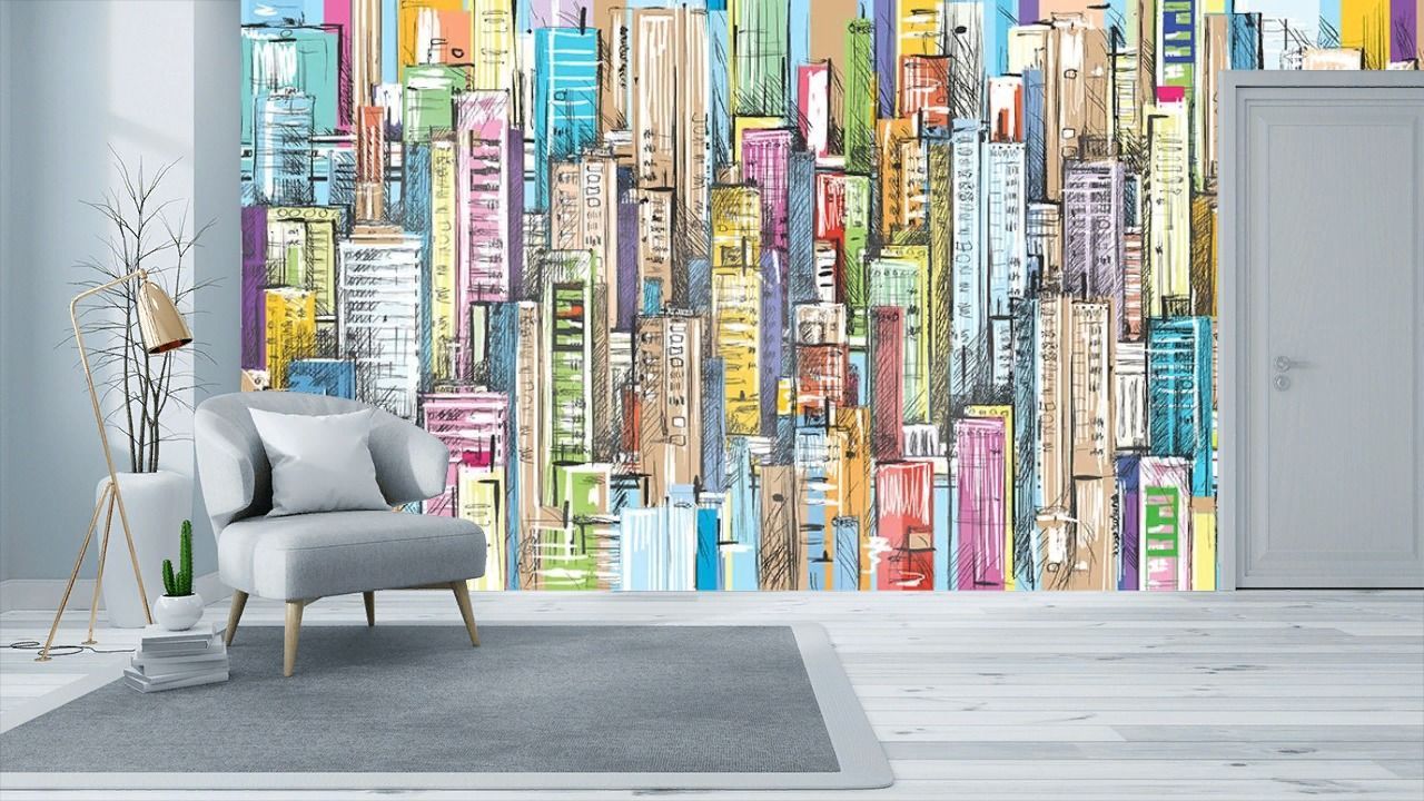 Фотообои 3д город рисунок  9-1935