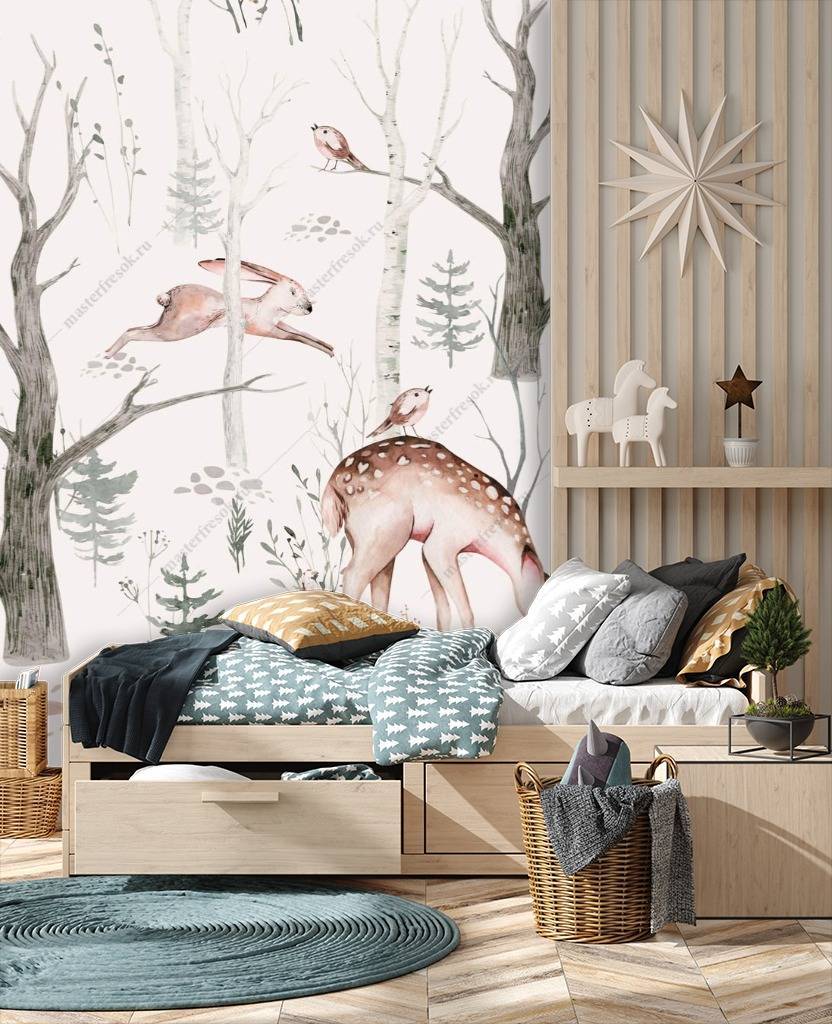 Фотообои Олененок в лесу  12-1145