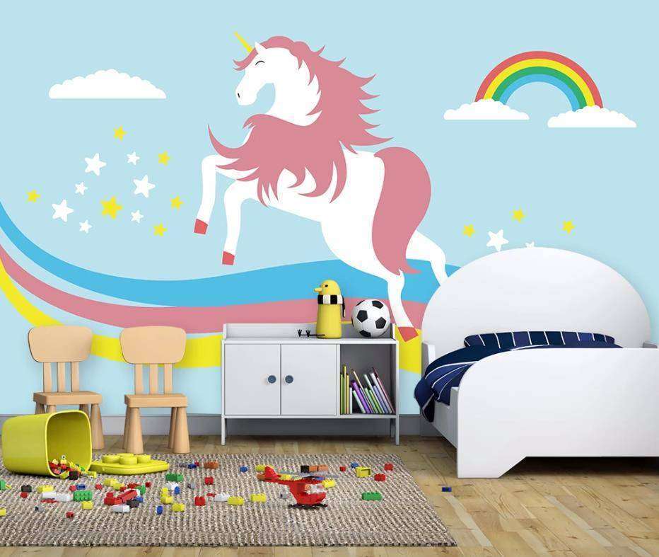 Фотообои Бесшовные обои на стену:  Единорог на радуге. Артикул: 15-344  