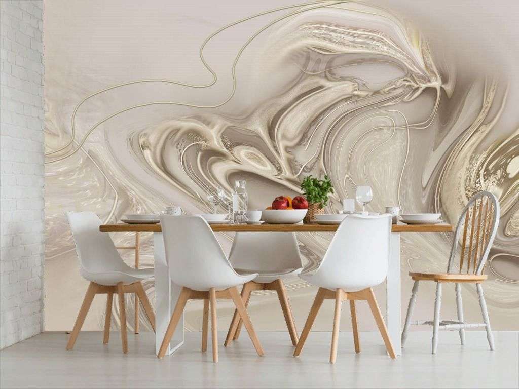Фотообои в интерьере бежевые разводы  13-689 фото