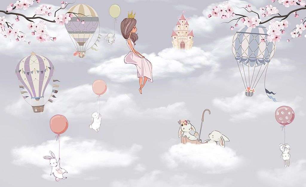 Фотообои в интерьере принцесса в облаках  14-652 фото