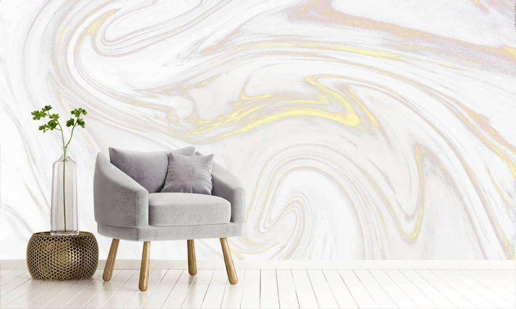 Фотообои в интерьере флюид арт - золотистый шелк  9-957 фото