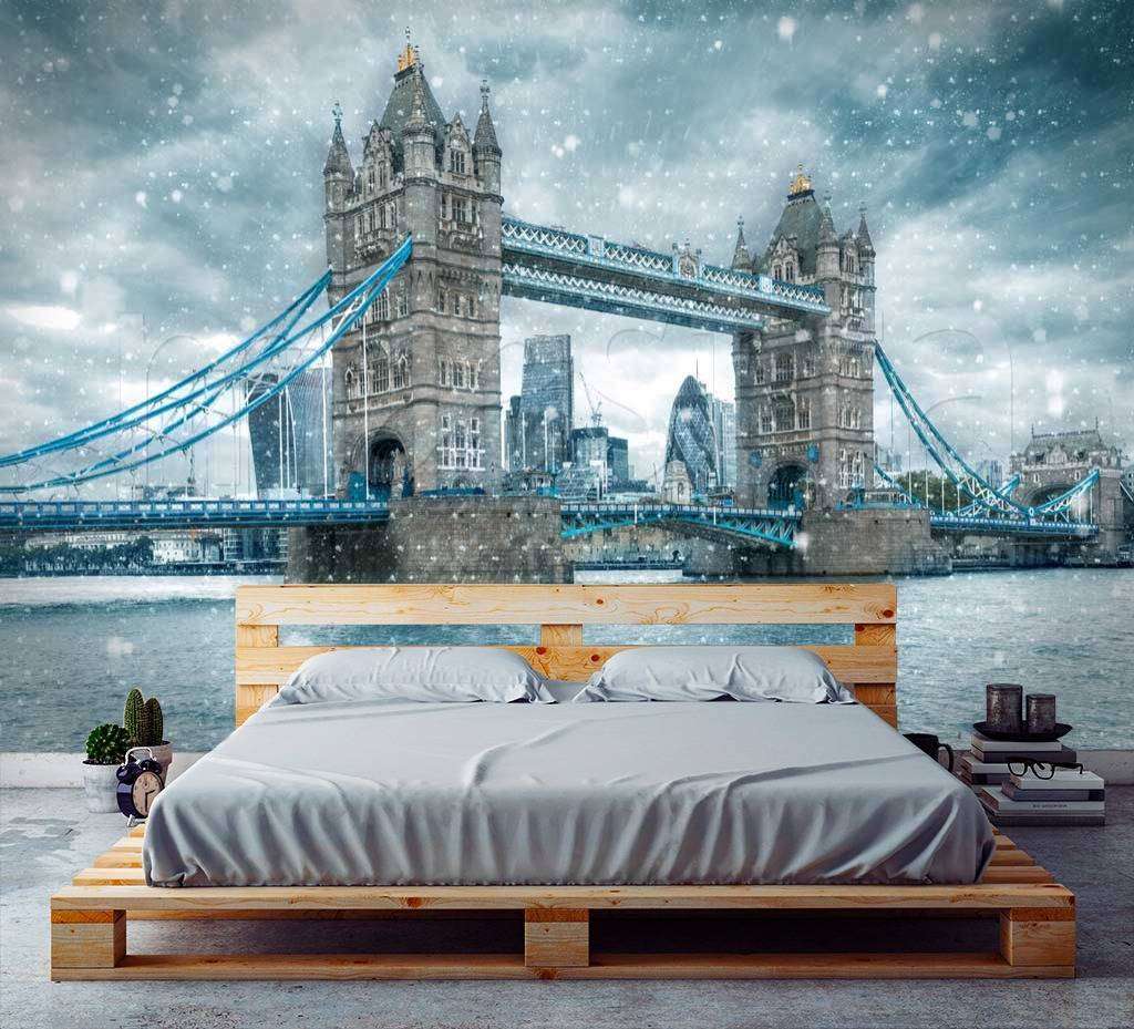 Фотообои в интерьере зимний пейзаж лондона  9-536 фото