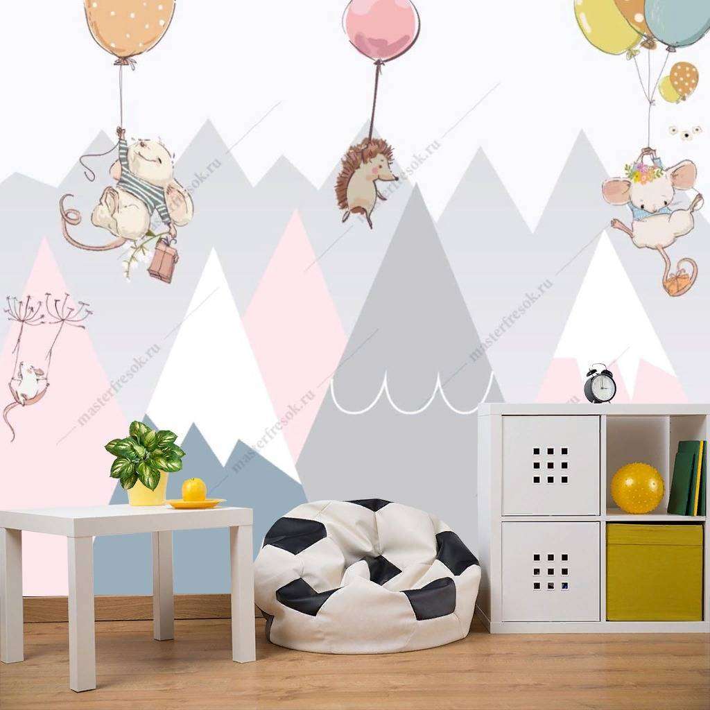 Фотообои в интерьере розовые горы  12-1159 фото