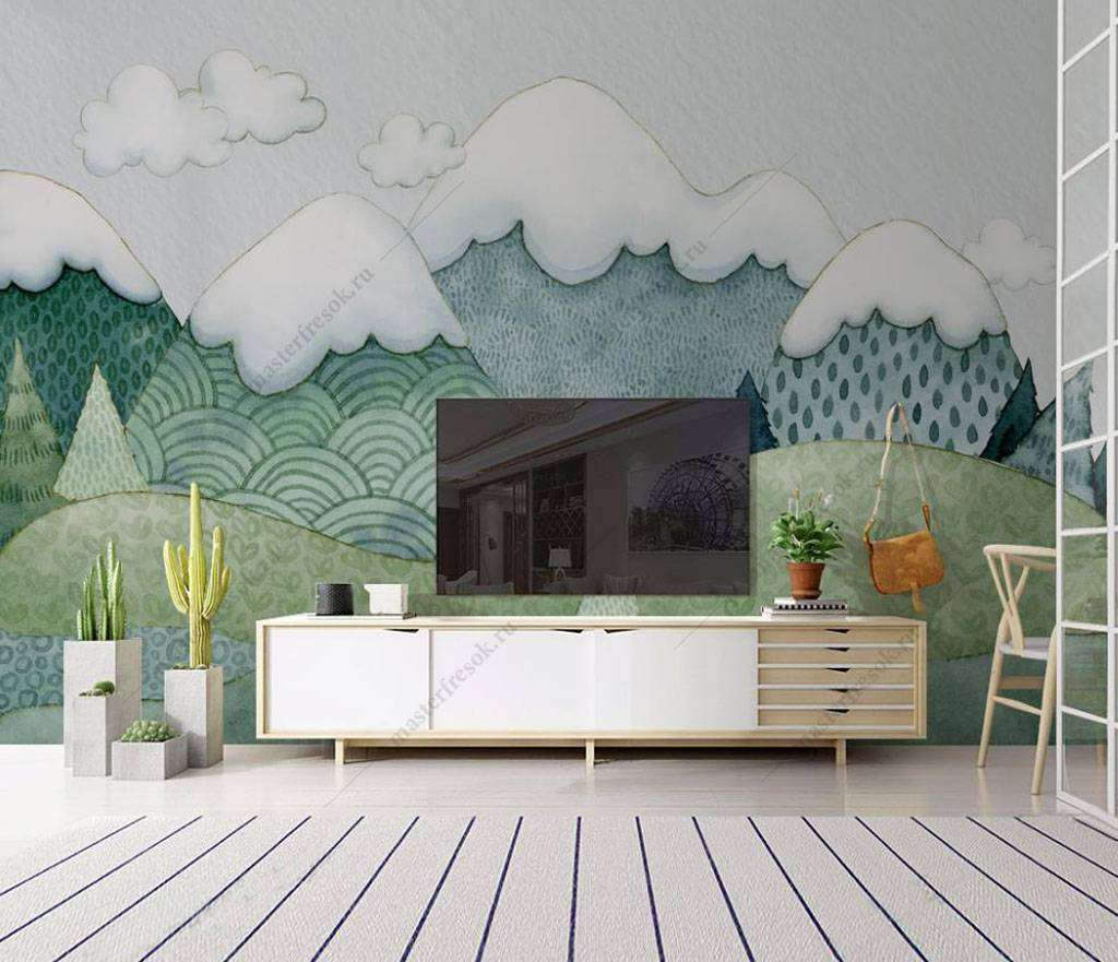 Фотообои Бесшовные обои на стену:  Зеленые горы. Артикул: 15-991  