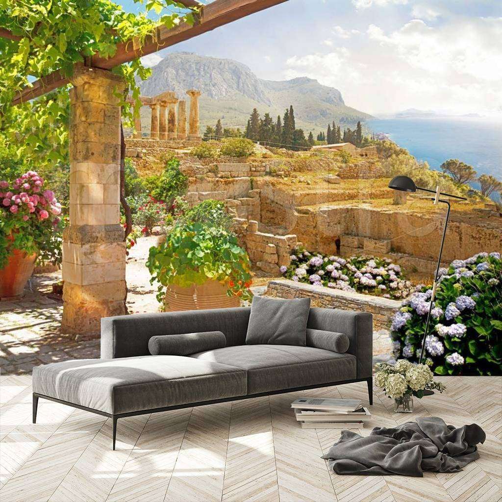 Фотообои Бесшовные обои на стену:  Античные развалины амфитеатра на берегу моря. Артикул: 5-023  