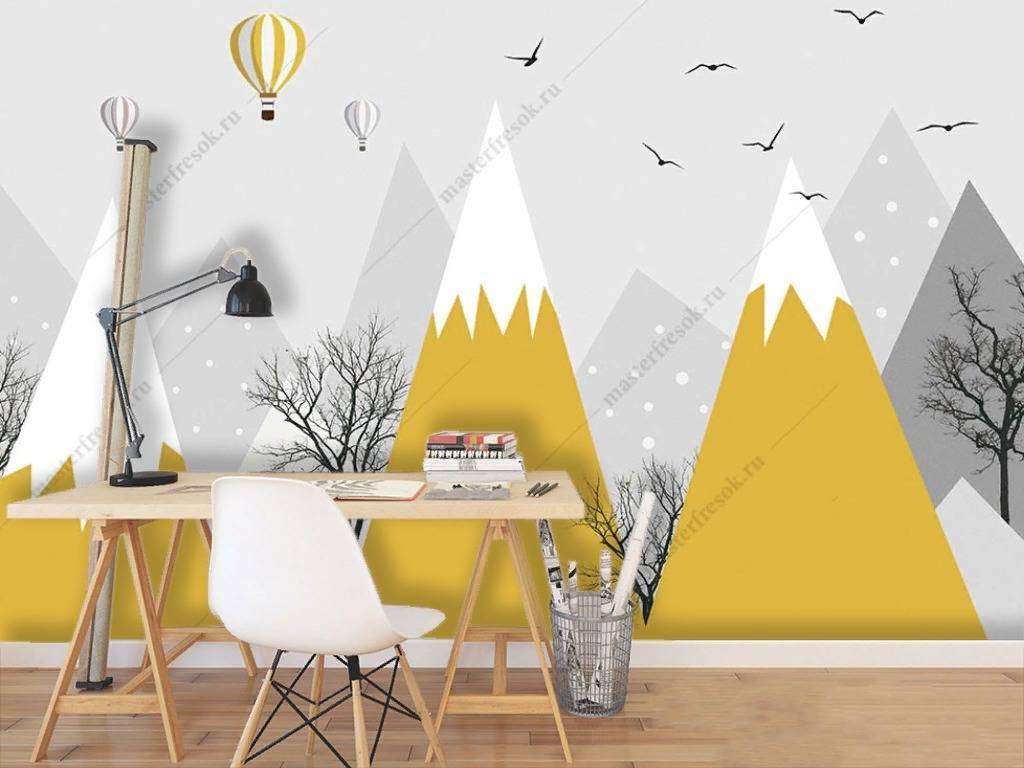 Фотообои в интерьере желтые пики  14-188 фото