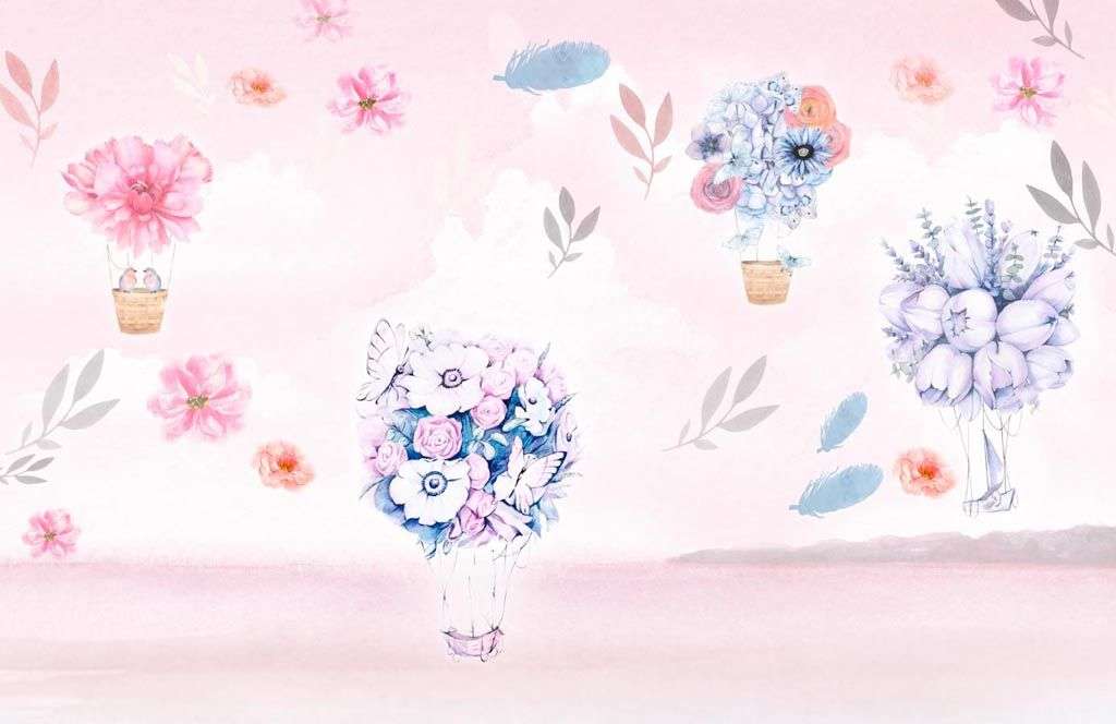 Фотообои в интерьере воздушные цветы  13-216 фото