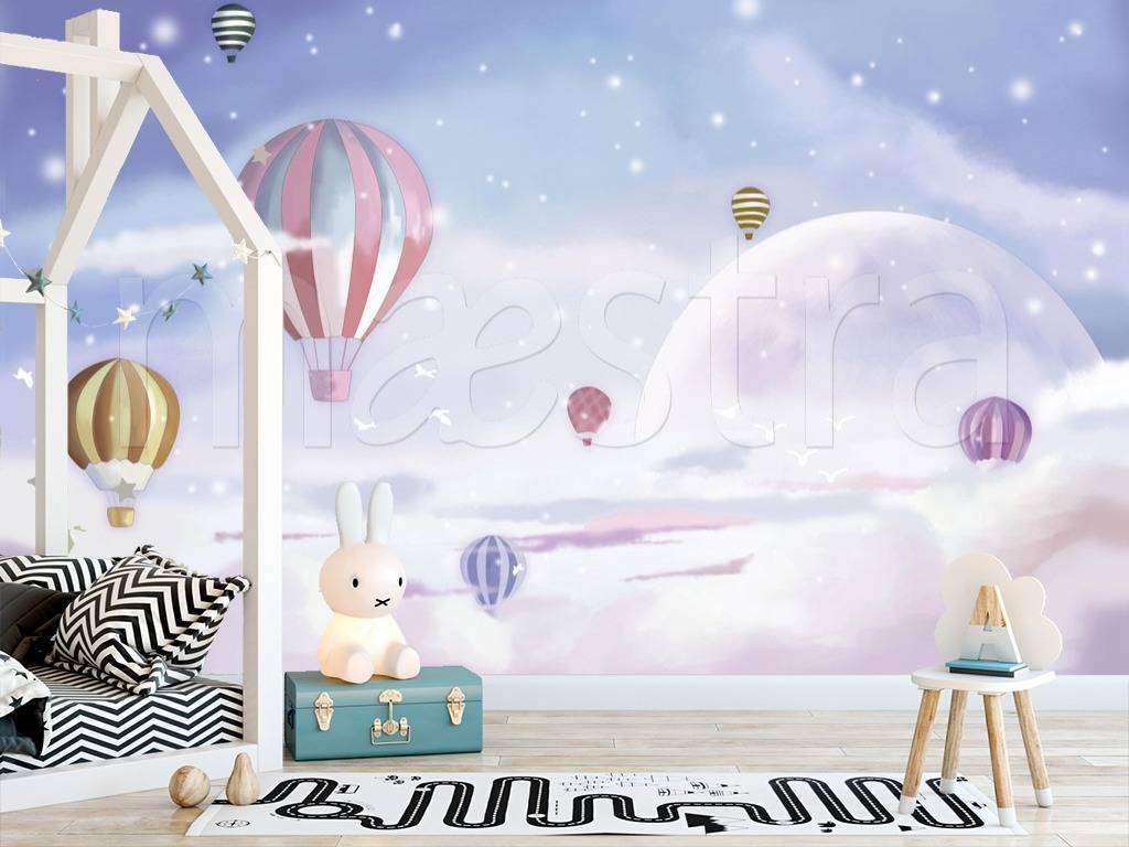 Фотообои Воздушные шары в розовом небе  12-430