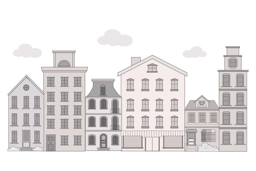 Фотообои в интерьере домики серые  12-809 фото