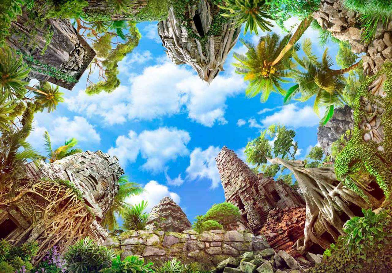 Фотообои в интерьере увеличивающая пространство тропическая природа  11-140 фото