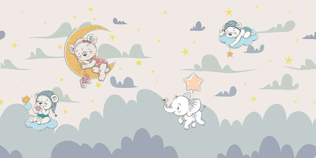 Фотообои в интерьере медвежонок на облаке  12-1289 фото