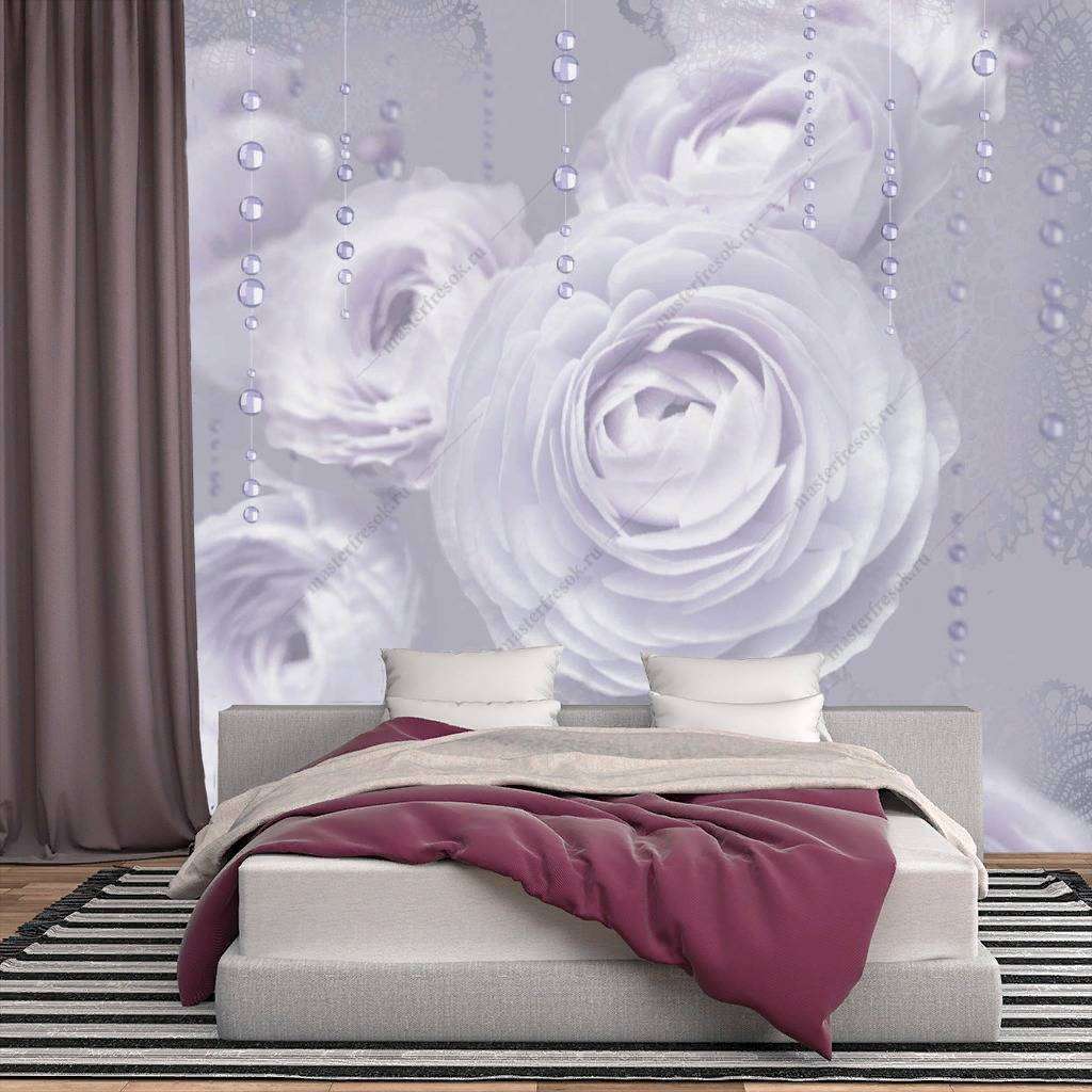 Фотообои в интерьере нежные розы  10-748 фото