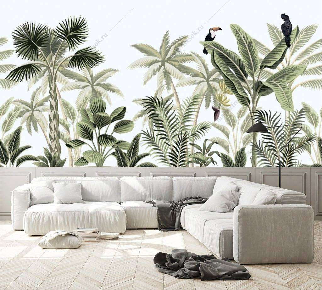 Фотообои в интерьере яркие тропики  12-650 фото