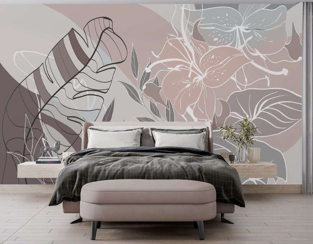 Фотообои в интерьере цветы абстракция  13-718 фото