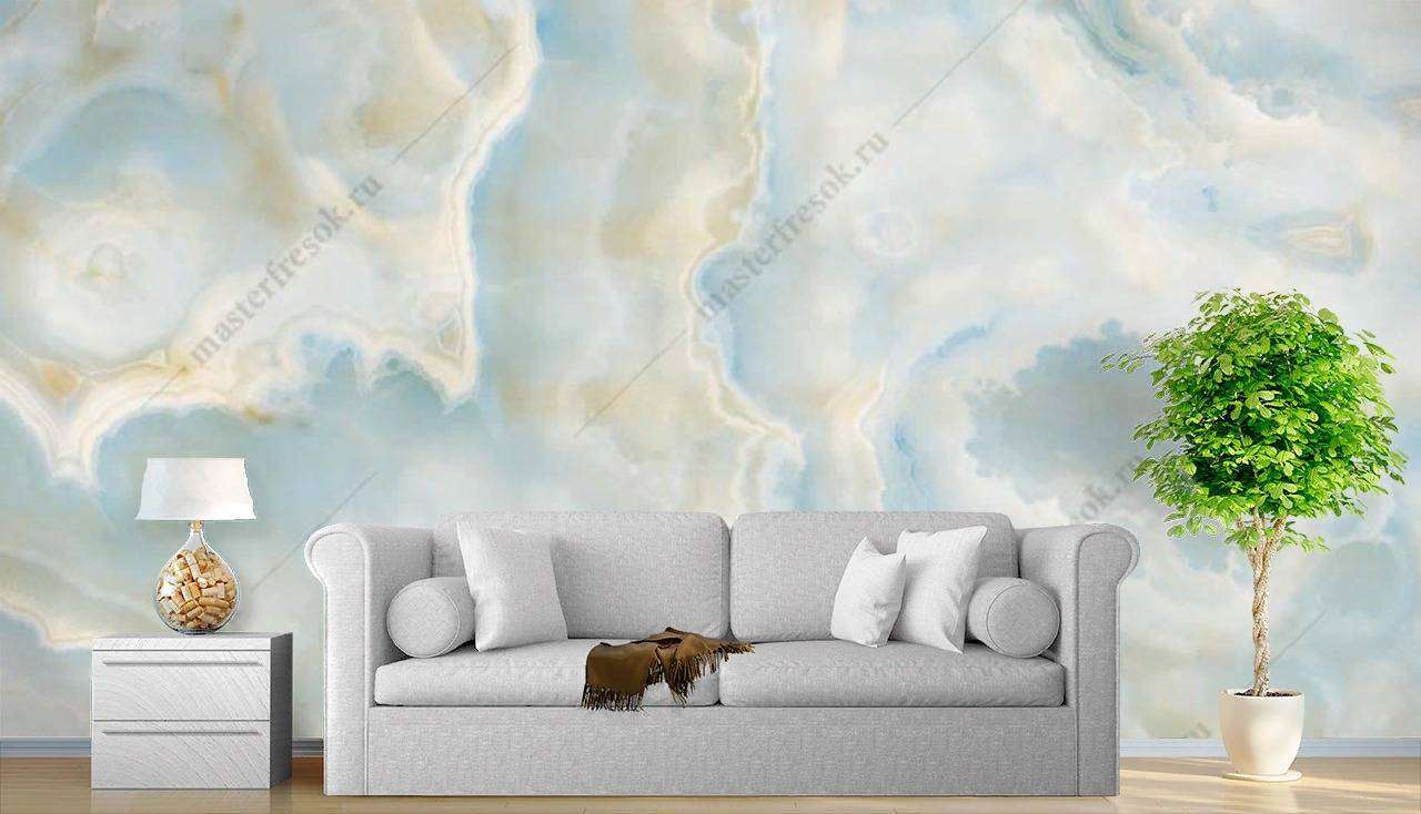 Фотообои в интерьере голубой оникс  9-1088 фото