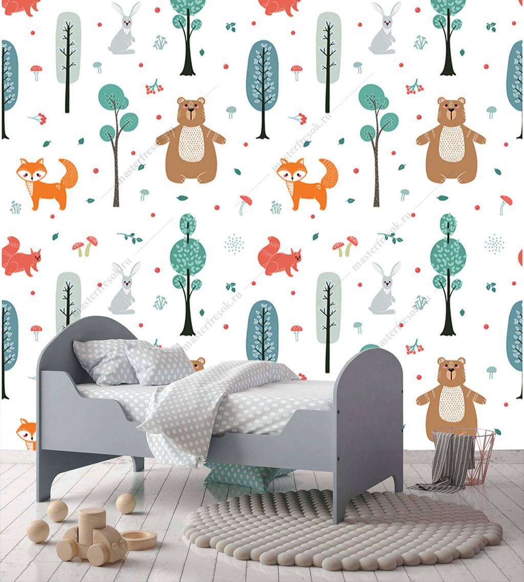 Фотообои в интерьере мишки и деревья  12-685 фото