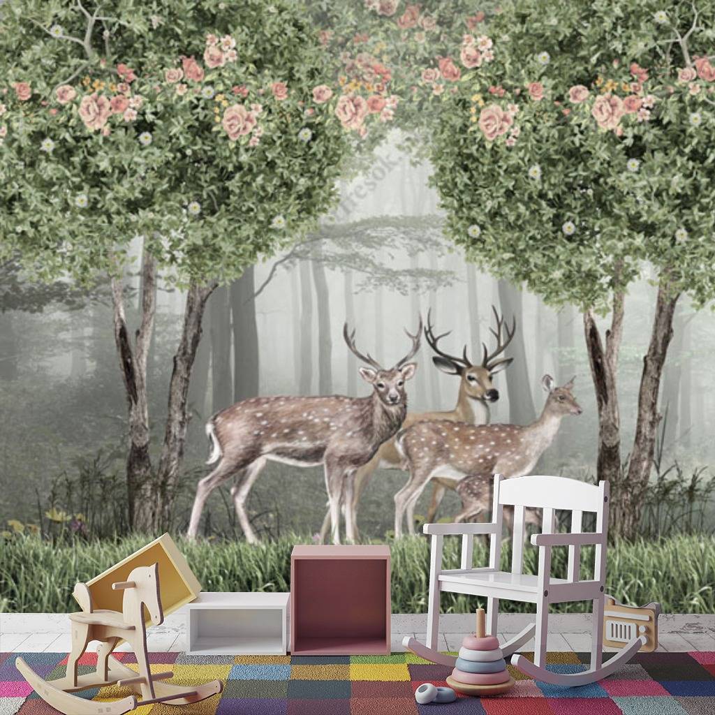 Фотообои Лес с оленями  12-893