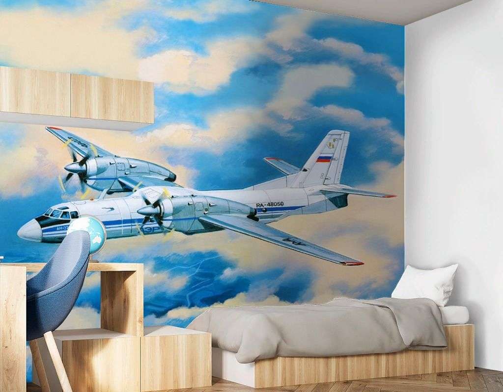 Фотообои в интерьере самолет в облаках  9-1956 фото
