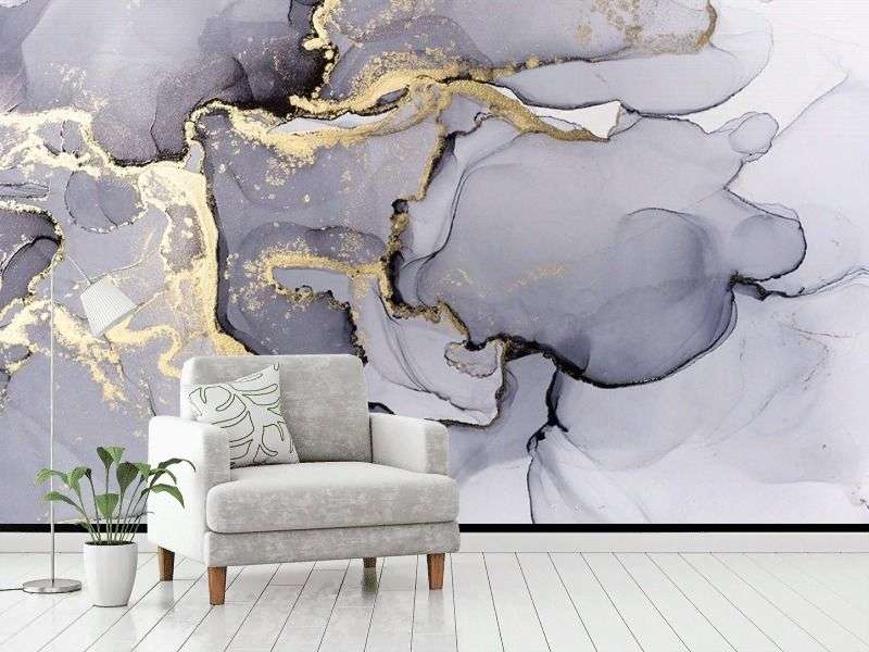 Фотообои в интерьере флюид арт серый  9-2000 фото