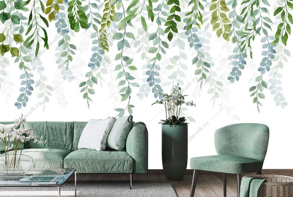 Фотообои Акварельные нависающие ветки  14-292