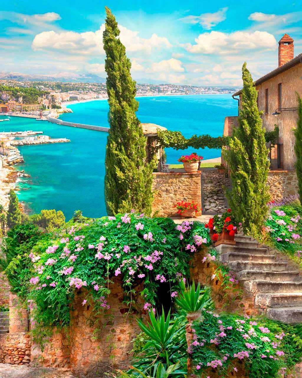 Фотообои в интерьере вида на залив со скал  5-051 фото