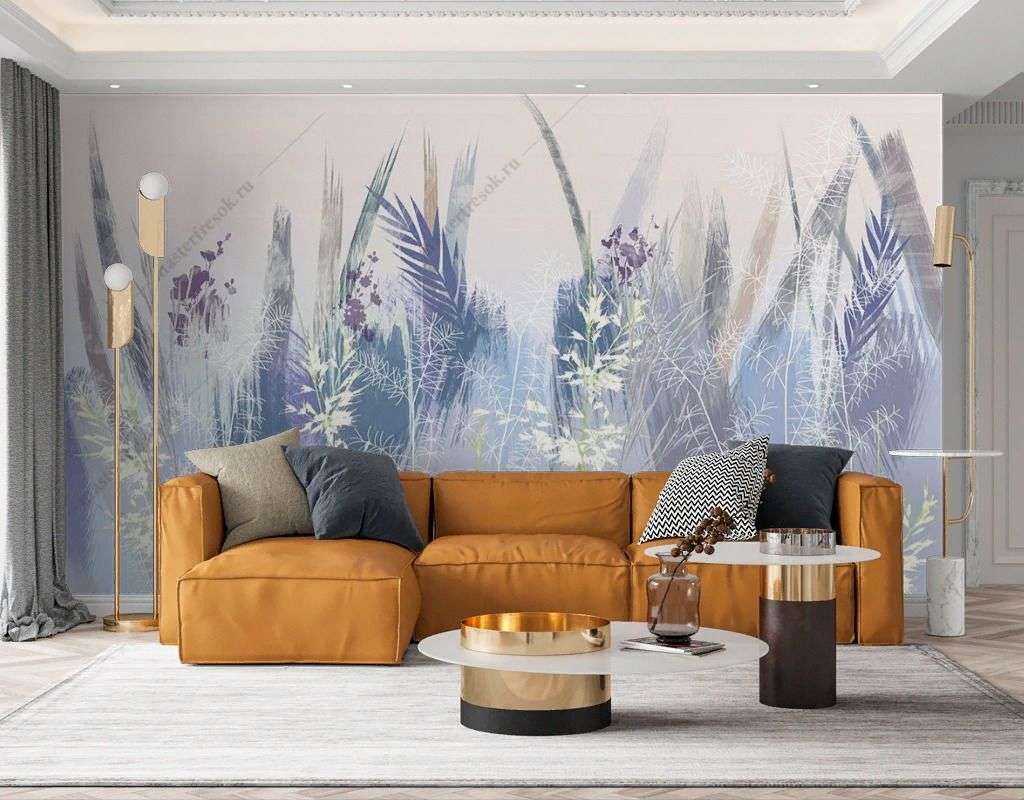 Фотообои в интерьере абстракция полевые цветы  9-1806 фото