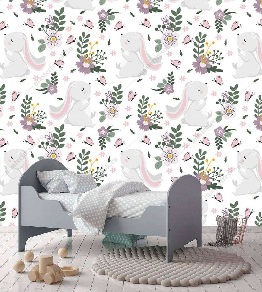 Фотообои в интерьере милые зайки  12-690 фото