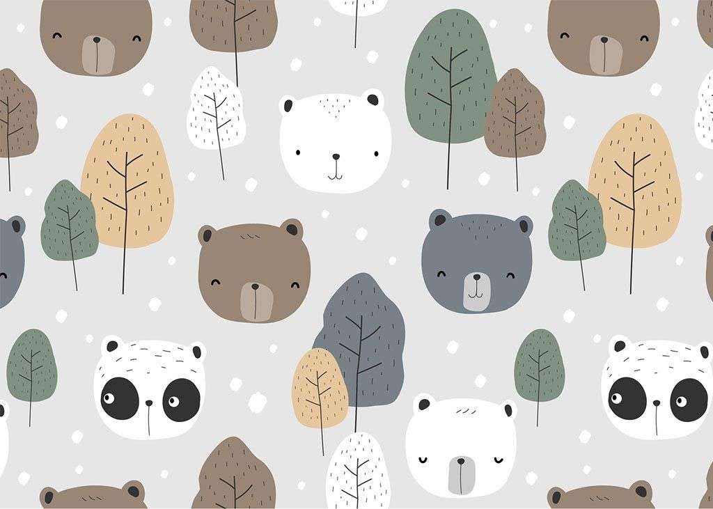 Фотообои в интерьере мишки и лес  12-751 фото