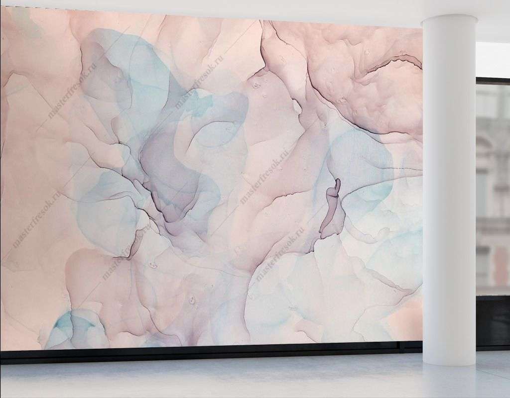 Фотообои в интерьере розовая акварель флюид  9-1500 фото