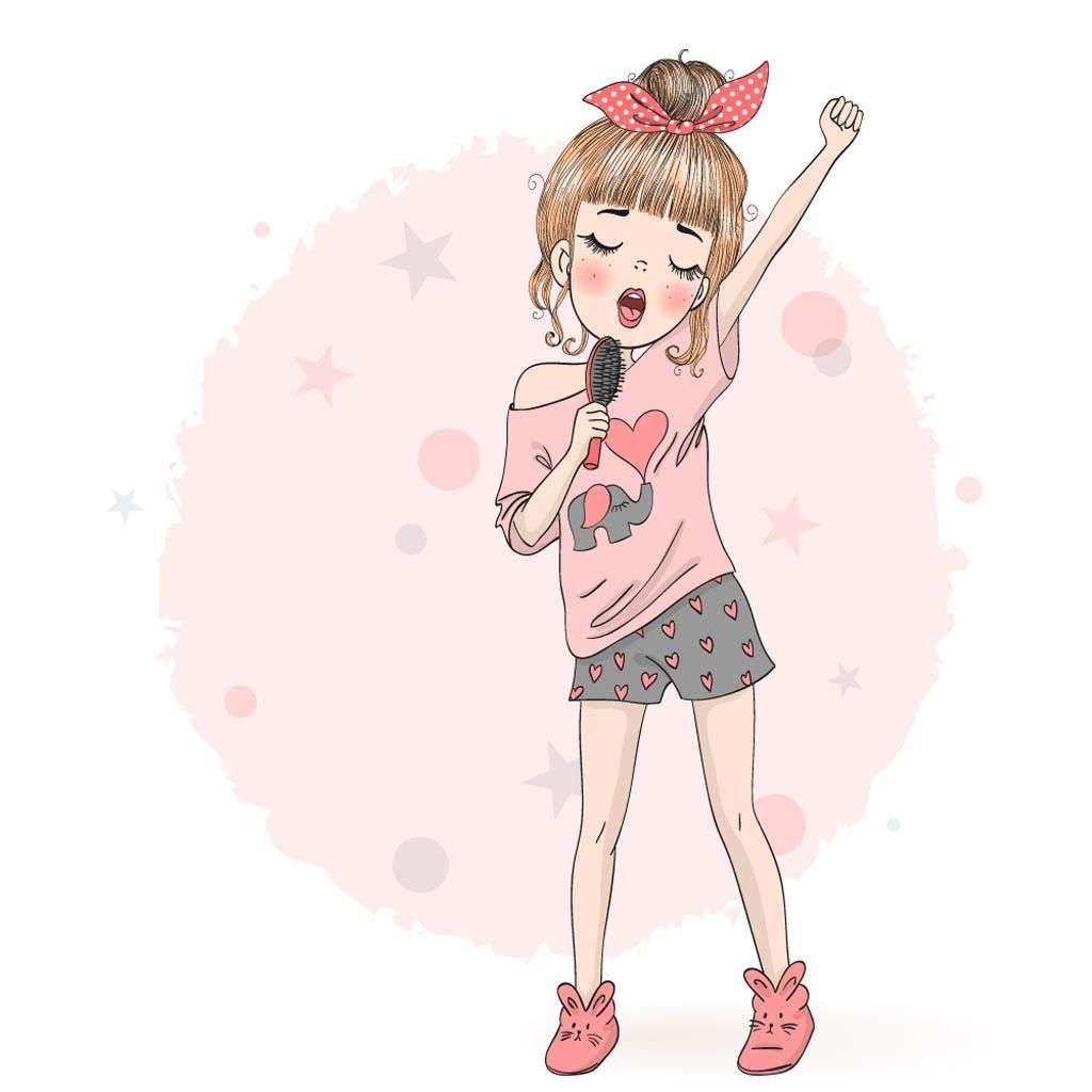 Фотообои в интерьере девочка с микрофоном  12-1134 фото