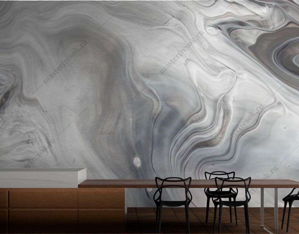 Фотообои в интерьере серый мрамор с разводами  9-1533 фото