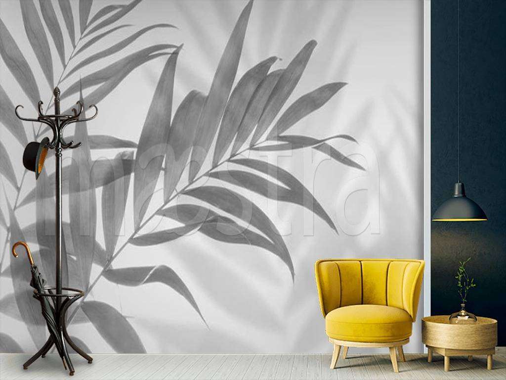 Фотообои в интерьере папоротник серый  15-487 фото