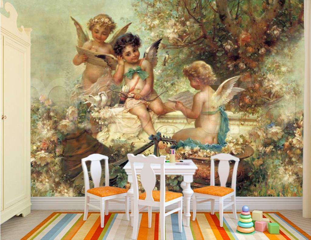 Фотообои в интерьере три ангела . ханс зацка.  1-023 фото