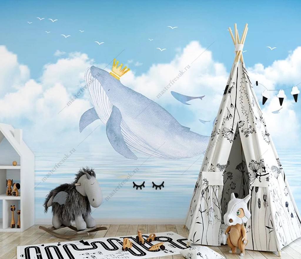 Фотообои Мультяшный кит  16-023