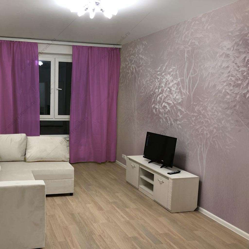 Фотообои в интерьере силуэт деревьев в тумане  13-440 фото